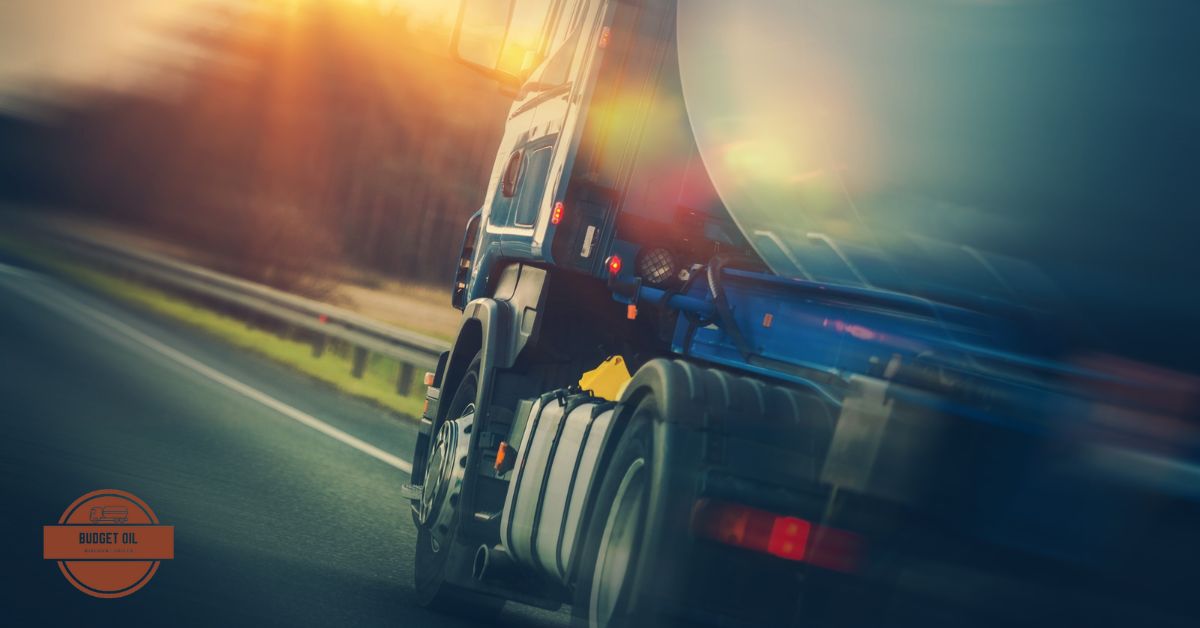 Diesel truck driving on the highway. Budget Oil Diesel Fuel Management Services.